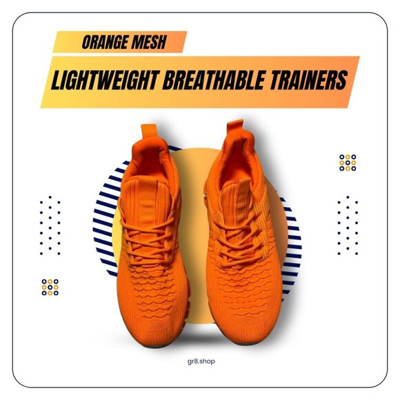 NEW Orange Mesh Lightweight Breathable Trainers Size 7 - Picture 1 of 8